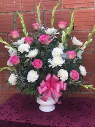Urn Container Pink and White 